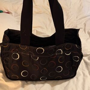 Kenneth Cole Reaction Black and Brown Circle Pattern Tote